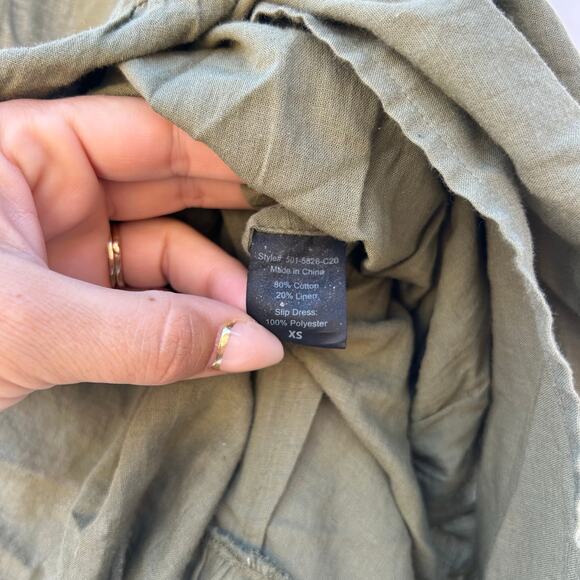 Jenni Kayne James Tiered A-Line Henley Long Sleeve Cotton Dress Moss Green XS - Picture 4 of 8